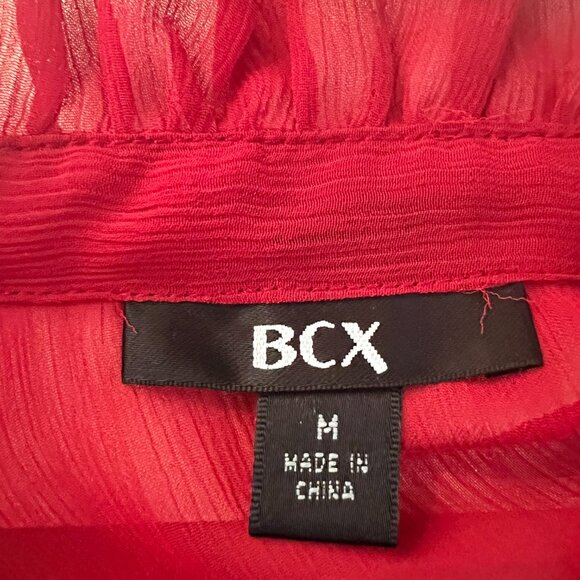 Red chiffon tuxedo top, BCX, Size Small/Medium - Picture 11 of 11
